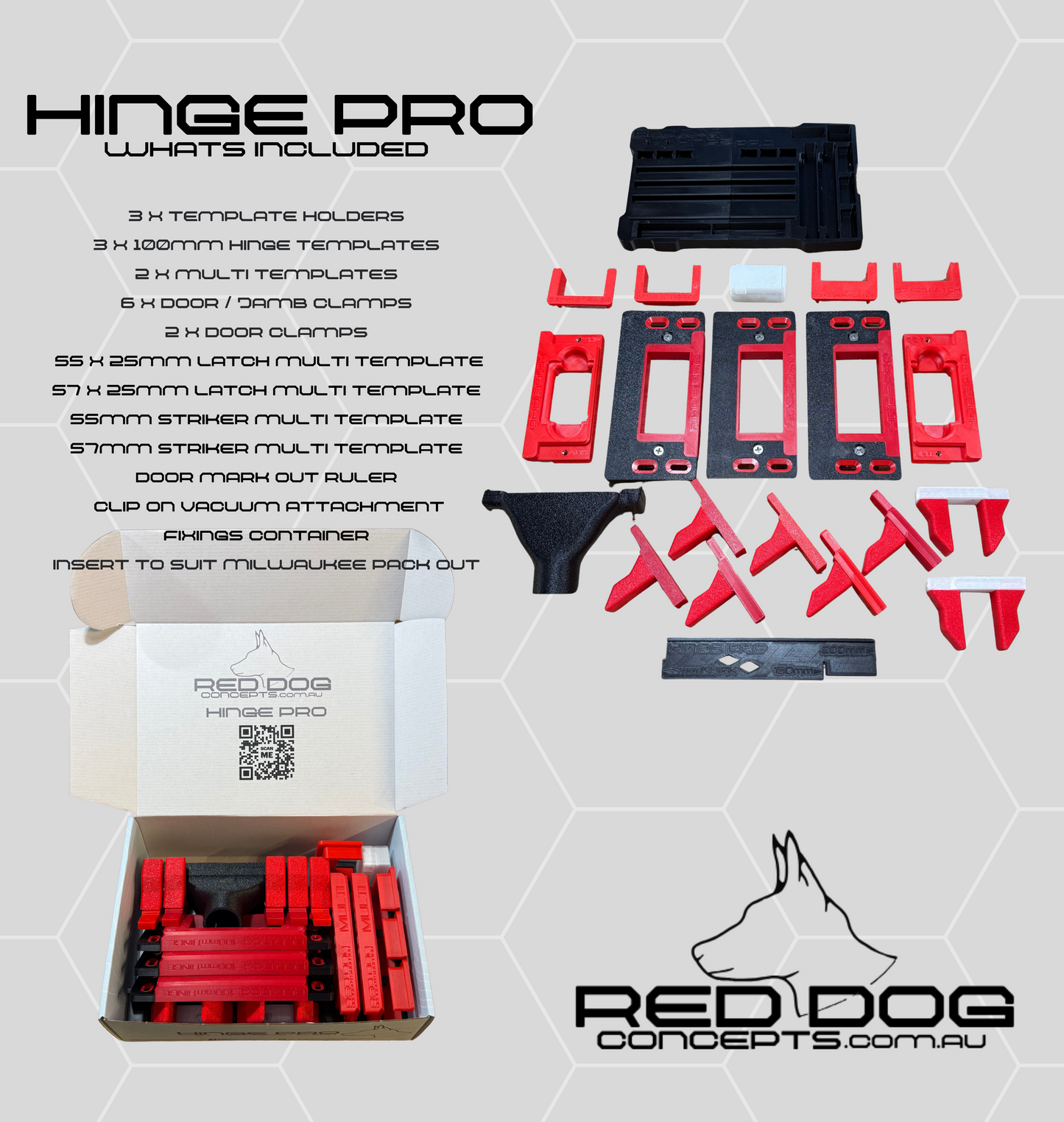Hinge pro Complete Door Installation Kit with insert to suit Milwaukee Packout.